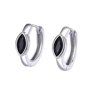 Hoopörhängen Huggie Söt Zircon Black Eye Women Jewelry Ankomst Sterling 925 Silver för Lady Sisters Christmas Present