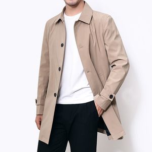 Herrgravrockar Mens Overcoat Business Casual Autumn Winter Tjock Windbreaker Fashion Khaki Long Men XXXL 4XL OUTERWEAR BOY 230331