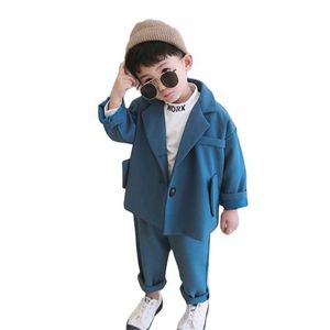 Kids Formal Photograph Dress Baby Boys Jacket Pants 2Pcs Clothing Set School Graduation Suit Child Birthday Ceremony Costume P230331