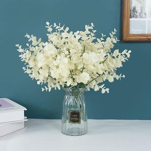 Flores decorativas Simulação de 16 a 16 andares eucalipto ramificador de folhas de flores artificiais folhas falsas planta com hastes para decoração de festa de casamento em casa