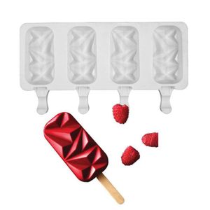 Stampi da forno Sile Ice Cream Mods 4 Cell Cube Tray Cakesicle Mold Popsicle Maker Fai da te Homemade Zer Lolly Mod Cake Pop Tools Xb1 Drop Dhdc0