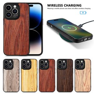 Wood Bamboo Telefon Wstecz TPU Importuj Akcesoria telefonu komórkowego Pokrywa drewniana dla iPhone'a 15 14 13 12 11 Pro Max Samsung S23 S22 Coque Coque