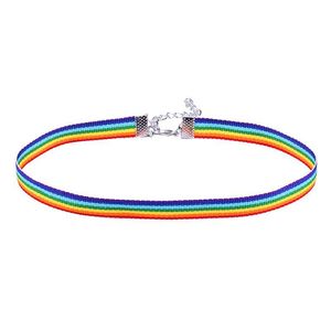 Anhänger Halsketten Neue Kinder Kleine Frauen Gay Pride Regenbogen Chokerhalskette Silberkette und Spitzenchockerbandkragen mit Jude Dhgarden Dhmyr