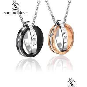 Naszyjniki wisiorek Moda Double Circle Naszyjnik na parę literę blokowanie obręczy Infinity Charm Eternity Best Valentines Dhgarden Dhevc