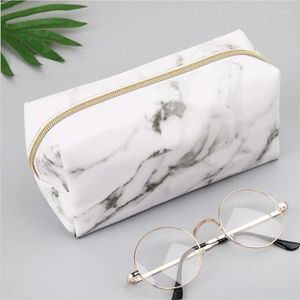 Cosmetic Bags Large Cute Pencil Case Pouch Pen Box Zipper Marble Makeup Storage Supplies For Student Travel Toiletry Bag