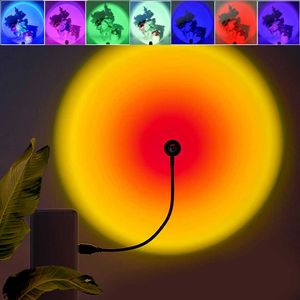 Nachtlichter Sonnenuntergangslampe USB-LED-Licht Nachtlampe für Kinder Mondlampe Raumbeleuchtung Neonlicht Projektor Nachtlicht für Schlafzimmer Wohnkultur P230331