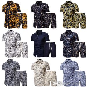 Designer Mens Tracksuits Summer Two Piece Outfits Plus Size 4XL 5XL Casual Shirts Shorts Set Printed Hawaiian Shirt Dress Suit Sets