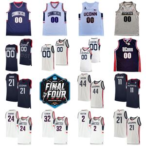 2023 Final Four Basketball UConn Huskies College Maglie 21 Adama Sanogo 24 Hawkins 2 Tristen Newton 11 Alex Karaban 32 Donovan Clingan 44 Andre Jackson Jr Camicia NCAA