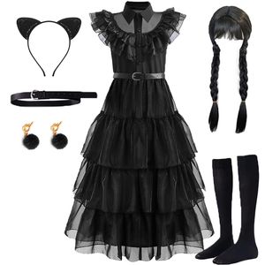 Cosplay Çarşamba Addams Cosplay için Cosplay Çocuklar için Kids Partisi Elbiseler Karnaval Paskalya Cadılar Bayramı Kostümleri 5-14 Yıl 230331