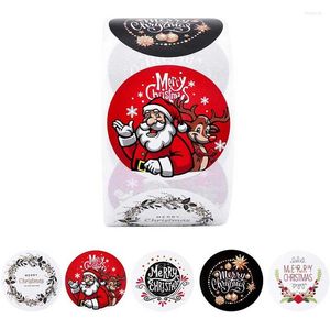 Embrulhar presente adesivo de feliz natal Papai Noel Decorações do padrão do ano 2023 Tag de decoração de festas de festas 38mm/1,5 polegada 500pcs