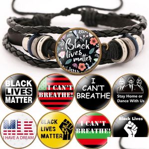 Chain Punk Bracelet For Men Black Lives Matter I Cant Breathe Adjustable Trendy Mtilayer Leather Jewelry Drop Delivery Bracel Dhgarden Dhqfk