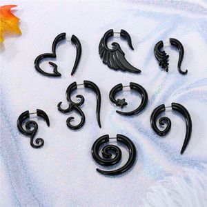 Orecchini a lobo 8 paia 16G Graceful Tribal Spiral Fake Gauges Acrilico Ear Tapers Plugs Horn Set Jewelry Unisex