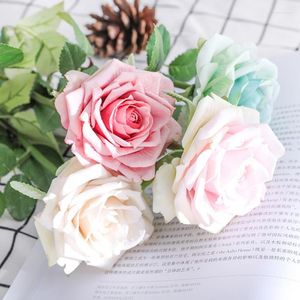 Dekorativa blommor Simulering Rose Single Romantic Artificial Outdoor Garden Decoration Soft Stexture Realistic