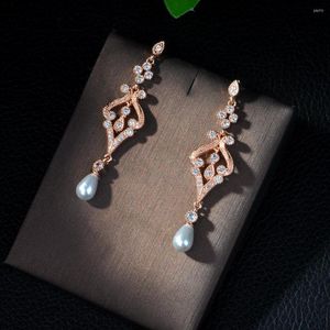 Stud Earrings Fashion Special Micro Cubic Zirconia Stone Paved Large Long Jewelry For Women Party Gift E-244