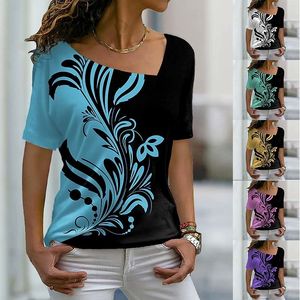 Damen-T-Shirt 2023Summer Abstract Cool Printed Short Sleeves V-Ausschnitt Female Casual Pullover Fashion Tops Elegant T-Shirts Design 230428