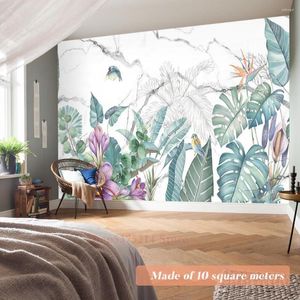 Papéis de parede Tamanho personalizado Papel de parede Plana Folha de folhas Impressão da floresta tropical da floresta tropical sala de estar backgroud bedroom parede mural decoração 3d