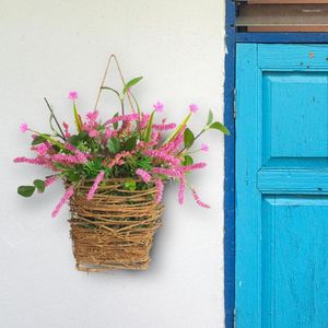 Decorative Flowers Beautiful Fake Flower Basket Eco-friendly No Watering Bright Color Door Hanger Garland Create Atmospheres