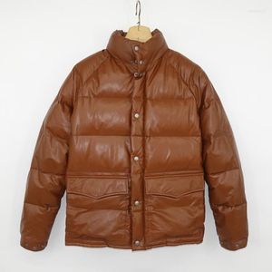 メンズダウン2023冬のファッション本物のシープスキンダックコート男性ブラウンブラックプラスサイズXLのための本物の自然な革のジャケット