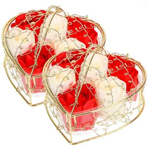 Dekorativa blommor 2 lådor Simulering Rose Soap Artificial Scented Flower Erealed for Wedding Valentine's Day Gift Kvinnor
