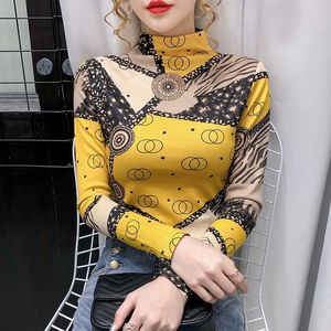 Women's T Shirt Shirts For Women Modal Fashion Spring Chiffon Casual Full Turtleneck Y2K Top Vintage Euro America Style Undershirt 230428