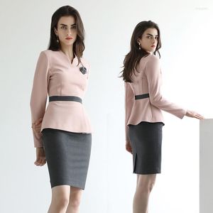 Arbetsklänningar Kontorsdameförsäljningsavdelning Hösten Business Suits El Recont Desk formella korta kjolar Uppsättningar Skönhetssalong Receptionister Workwear