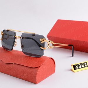 óculos de sol esporte de moda de grife para homens unissex búfalo cornos de buzina masculino mulheres sem aro olheeglasses de ouro prateado moldura de metal de ouro Lunettes 8034