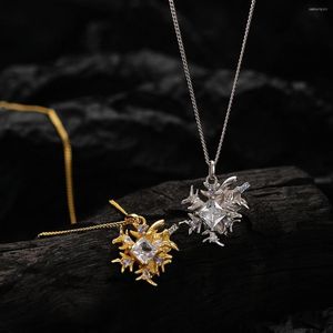 Chains Youth Of Vigor Solid 925 Silver CZ Accent Irregular Snowflake Pendant Necklace Y1S2N1054