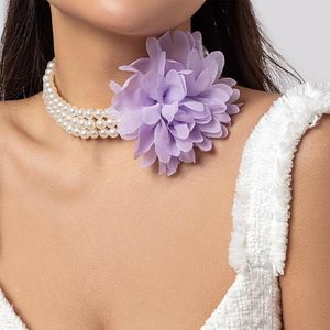 Charker vintage Romântico doce colar de flores de rosa grande para mulheres imitação de charme da moda Party Y2K Jewelry 2023