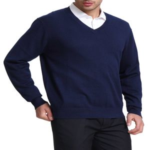 Erkekler Kaşmir Yün Karışımı Külot Sweaters Rahat Fit V Boyun Uzun Kollu Sweaters Lacivert, Büyük