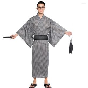 Ethnic Clothing Plus XL Male Simple Japanese Kimono Robes Summer Cotton Bathrobe Casual Dressing Gown Men With Obi And Bag DH048