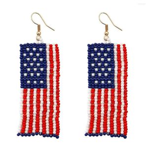 Dangle Earrings Handmade Glass Seed Beads American Flag Creative Indpendence Day Statement Earring Boho Charm Jewelry For Women Brincos