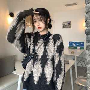 Kadın Sweaters Gevşek Kazak Sonbahar ve Kış Dış Aşınma 2023 Tasarım Sense Retro Japon Boşta Stil Örme