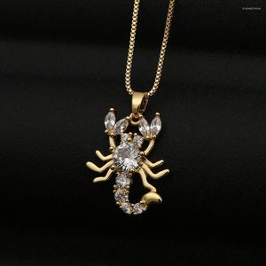 Pendant Necklaces Gold Color Scorpion Rhinestone Necklace For Women Y2K Trendy Korean Chain In Statement Jewelry Streetwaer