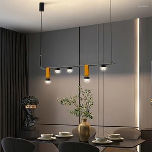 Pendant Lamps Nordic Iron Black Bar Lamp Modern Leather Long Strip Hanging Luxury Chandelier For Living Room Bedroom Restaurant