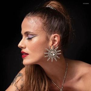 Ohrstecker 2023 Übertrieben Metall Strass Sonnenblume Braut Hochzeit Trend Schmuck Damen Charme Glänzend Accessoires