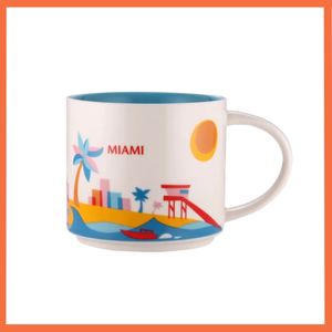 14oz Capacity Ceramic Starbucks City Mug American Cities Best Coffee Mug Cup with Original Box Miami City