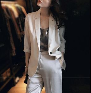 Thin Small Suit New Simple Western Style Suit Collar Style One Button 7/4 Sleeve Coat for Women 55