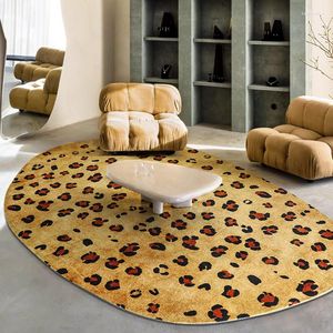 Carpets Leopard Print Irregular Large Area Living Room Carpet Gold Oval Dot Retro Design Modern Bedroom Rug Mats Luxury Decorate Home IG