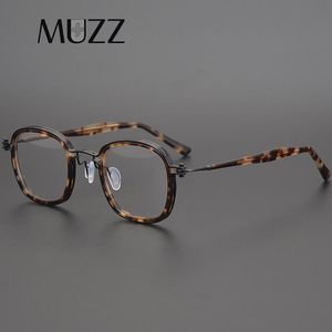 Sunglasses Frames Fashion Pure Titanium&Acetate Glasses Frame Men Square Optical Prescription Eyeglasses Women Hand Made Japanese Retro Eyew