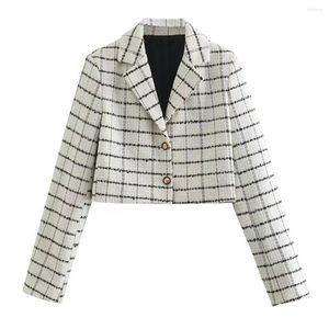 Women's Suits Elmsk Vintage Short Jacket Casual Woolen Texture Blazers Women