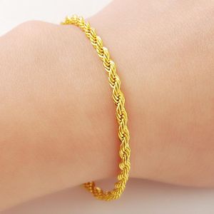 Charm Bracelets 24K Gold Color Armband 3MM Twisted Rope für Männer Frauen Hochzeit Schmuck Geschenke