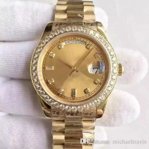 Men's Watch 18K Gold Dial Diamond Inlay Automatic Mechanical Watch President Strap Original Folding Buckle Sells World