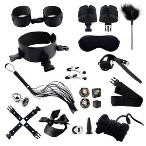 Sewing Notions 16pcs Sex Toys Kits Adult Game Slave Restraint Handcuffs Blindfold Couples Flirting Erotic Accessories Bondage Sex Toys 18 Adult Toy Eggs Glans