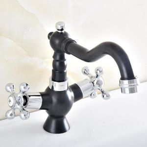 Bathroom Sink Faucets Black Oil Rubbed Bronze Silver Chrome Brass Kitchen Vessel Basin Swivel Spout Faucet Mixer Water Tap Anf493