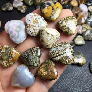 Charms 5st Natural Ocean Jasper Heart Pendant Fashion Form för att göra DIY smycken halsband gåva 17mm