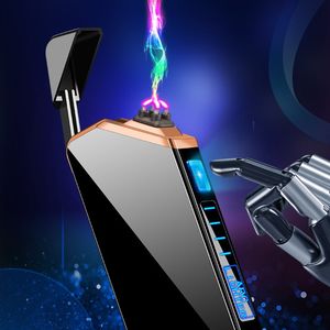 Smart Electric Lighter Electric Recharge USB Plasma Cigarette Carigette Free Free Free Laser Laser Lucted Double Arc Gift Lighters