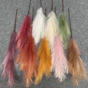 Decorative Flowers Artificial Plants 7-pronged Feather Phoenix Tail Flower Colorful Puyu Home Garden Decorate