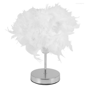 Table Lamps Feather Shade Metal Lamp Bedside Desk Vintage Night Light Christmas Decor Soft Bedroom Study Room Eu Plug Modern C