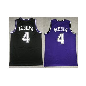 American Basketball Wear Chris Webber 4 Shotback Men Jerseys Black Purple Mitchell Ness Shirt Dorosły Rozmiar Szwy Jersey Mix Order