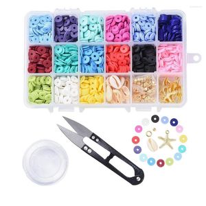 Boncuklar 6000pcs/Kutu Düz Yuvarlak Polimer Kil Ara Aralayı Mücevher Yapma Bilezikler Kolye Küpe DIY Craft Kit